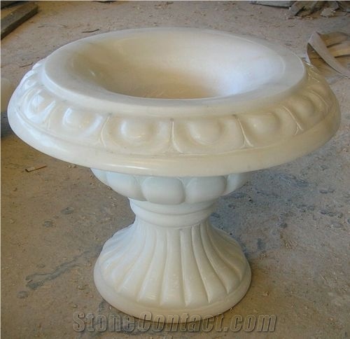 Light Beige Marble Flower Pot Garden Pot