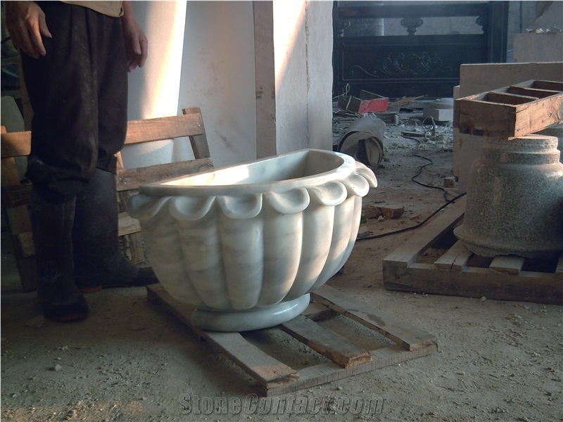 Light Beige Marble Flower Pot Garden Pot