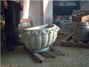 Light Beige Marble Flower Pot Garden Pot