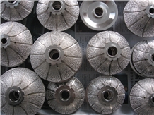 Vacuum Brazed Half-Bullnose Shape Diamond Profiling Wheel with Plastic