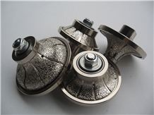 Vacuum Brazed Half-Bullnose Shape Diamond Profiling Wheel with Plastic
