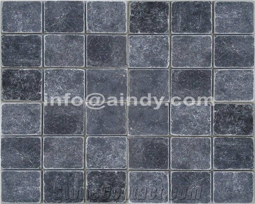 Natural Blue Limestone Tumbled Chipped Mosaic