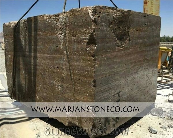 Titanium Silver Travertine Block, Iran Grey Travertine