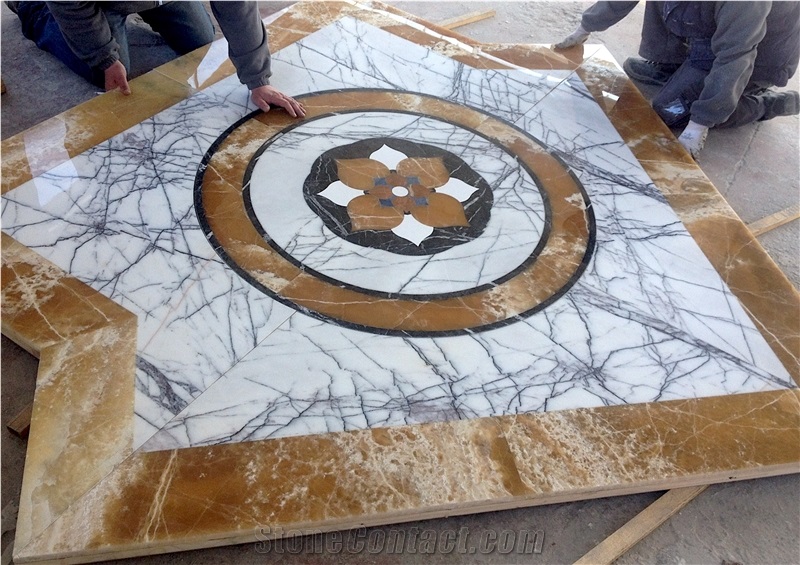 Lilac Marble and Onice Miele Inlayed Medallion