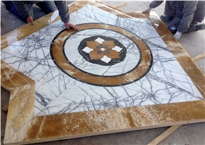 Lilac Marble and Onice Miele Inlayed Medallion Lilac Marble and Onice Miele Inlayed Medallion