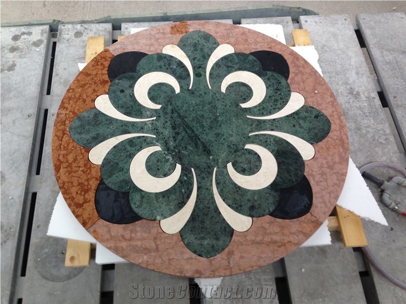 Verde Alpi - Rosso Barocco Marble Waterjet Tabletops