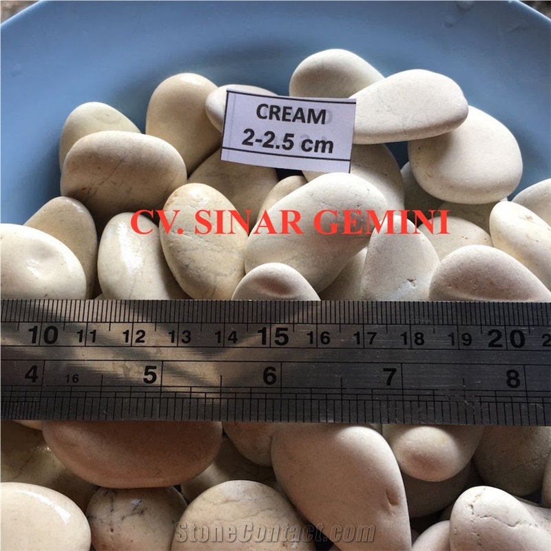 Natural White Cream Pebble Stone