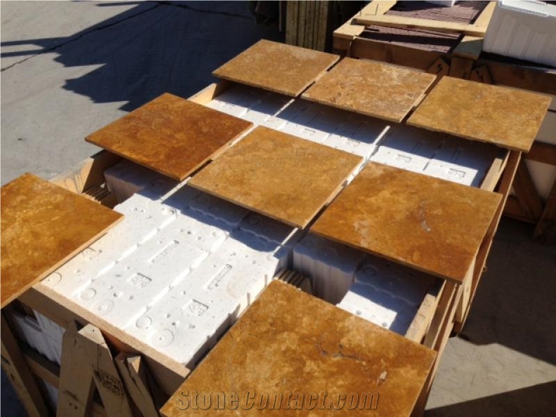 Golden Cross Cut Travertine Blocks