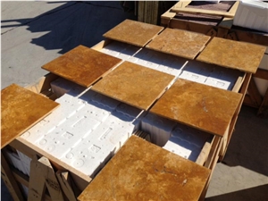 Golden Cross Cut Travertine Blocks