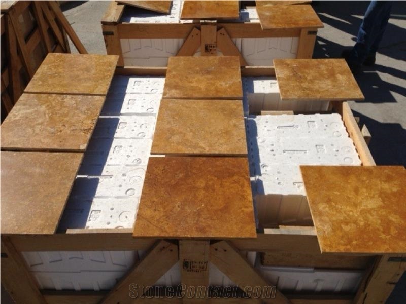 Golden Cross Cut Travertine Blocks