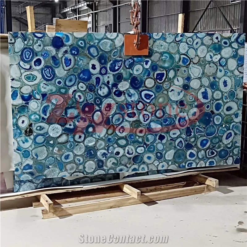 Blue Agate Semiprecious Stone Tiles