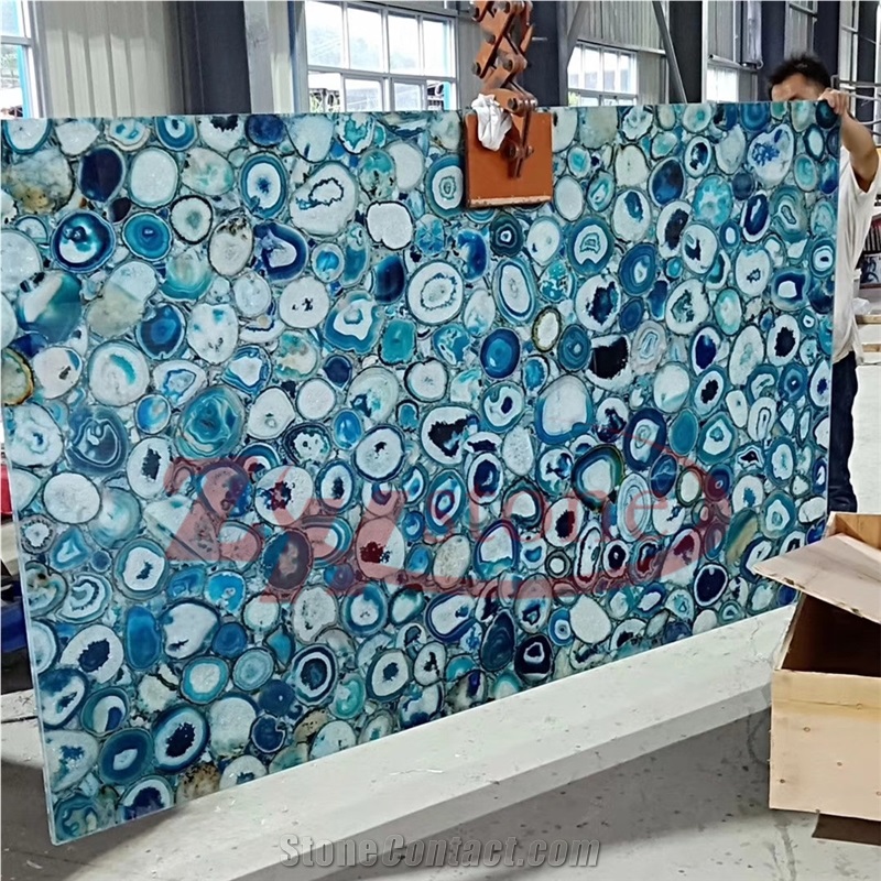 Blue Agate Semiprecious Stone Tiles