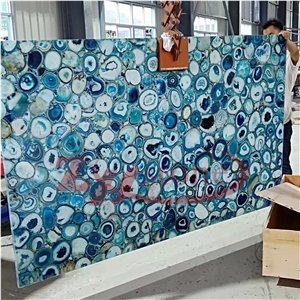 Blue Agate Semiprecious Stone Tiles