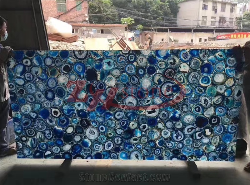 Blue Agate Semiprecious Stone Tiles