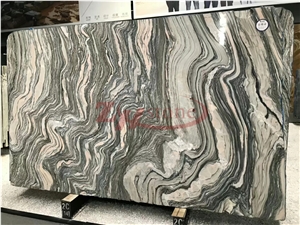 Cloud Wave Granite Slab,White Back Color&Green Wave