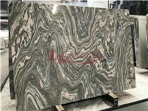 Cloud Wave Granite Slab,White Back Color&Green Wave