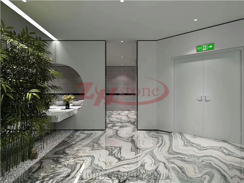 Cloud Wave Granite Slab,White Back Color&Green Wave