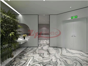 Cloud Wave Granite Slab,White Back Color&Green Wave