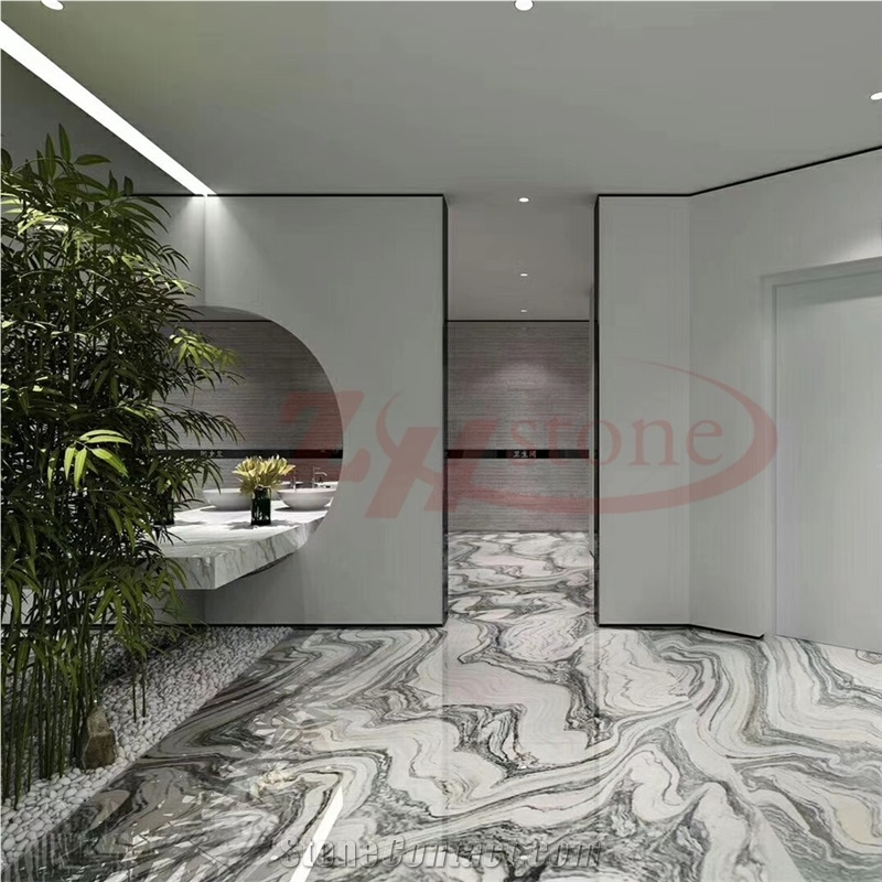 Cloud Wave Granite Slab,White Back Color&Green Wave
