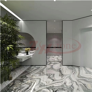 Cloud Wave Granite Slab,White Back Color&Green Wave