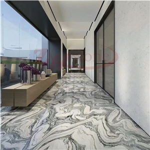 Cloud Wave Granite Slab,White Back Color&Green Wave
