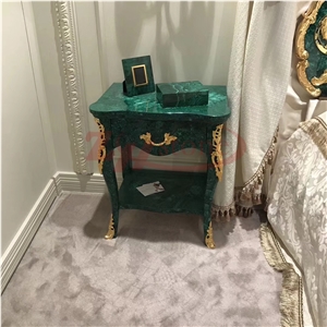 Malachite Green Stone Semi Precious Stone Table Luxury Stone