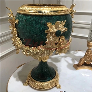 Malachite Green Stone Semi Precious Stone Table Luxury Stone