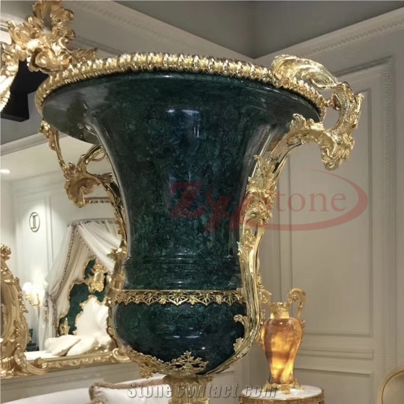 Malachite Green Stone Semi Precious Stone Table Luxury Stone