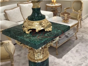 Malachite Green Stone Semi Precious Stone Table Luxury Stone