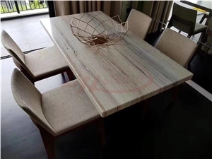 Wooden Crystal Marble,Crystal White Wood Marble Dinner Table