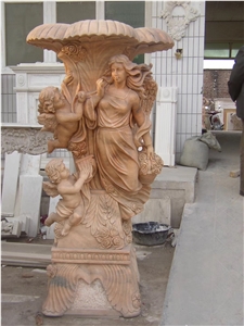 Beige Marble Landscape Statue,Handcarved Garden Western Sculpture