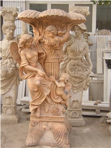 Beige Marble Landscape Statue,Handcarved Garden Western Sculpture