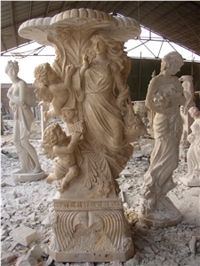 Beige Marble Landscape Statue,Handcarved Garden Western Sculpture