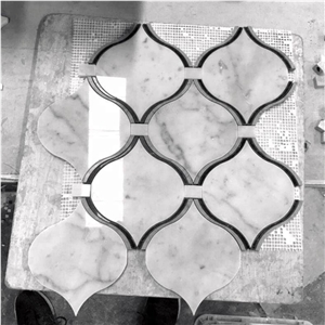 Bianco Carrara Marble Lantern Shape Mosaic,Carrara White Marble Mosaic