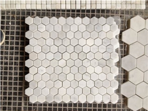 Bianco Carrara White Marble Kitchen Mosaic,Hexagon Mosaic Pattern