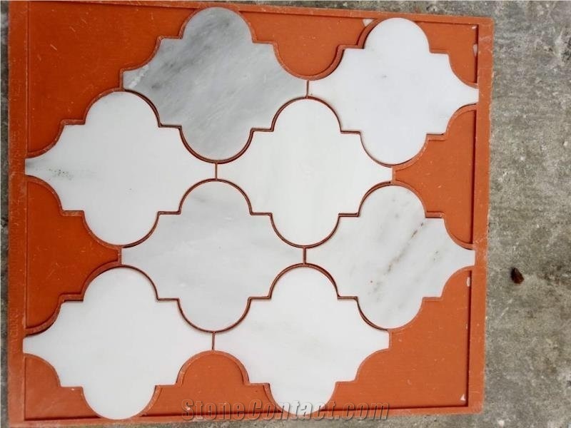 Bianco Carrara White Marble Mosaic,Abaresque Pattern Polished Mosaics
