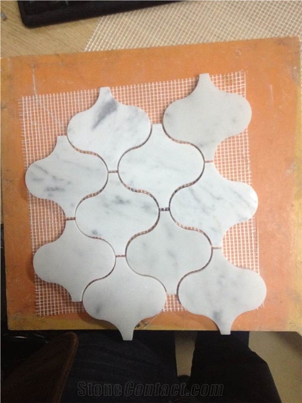 Bianco Carrara White Marble Mosaic,Abaresque Pattern Polished Mosaics
