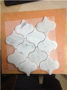 Bianco Carrara White Marble Mosaic,Abaresque Pattern Polished Mosaics
