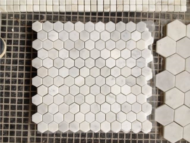 Bianco Carrara White Marble Mosaic,Hexagon Mosaic,Floor/Wall Mosaics