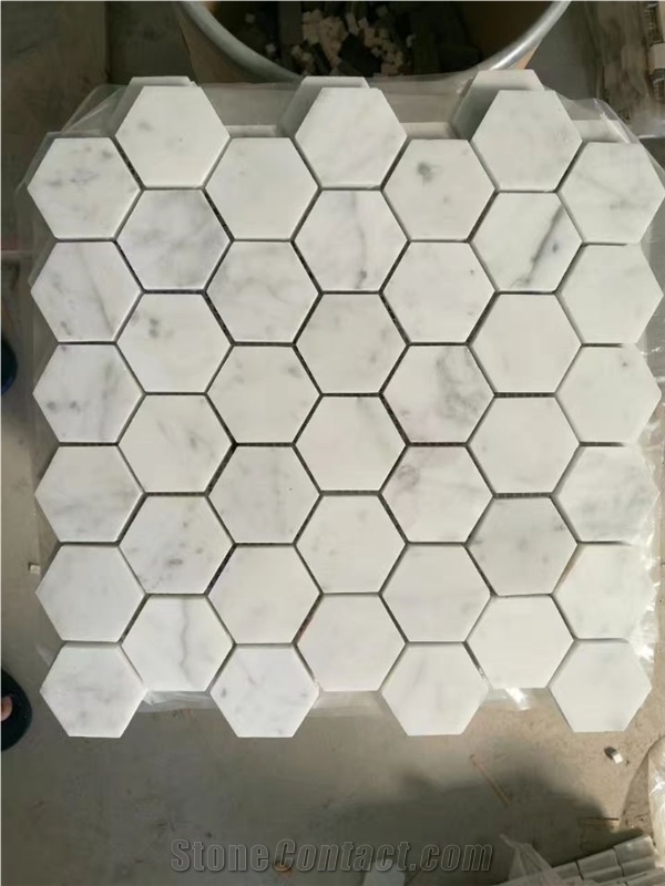 Bianco Carrara White Marble Mosaic,Hexagon Mosaic,Floor/Wall Mosaics