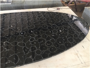 Black Agate Semiprecious Stone Slab Luxury Gemstone