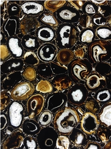 Black Agate Semiprecious Stone Slab Luxury Gemstone