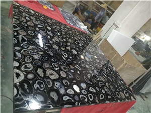 Black Agate Semiprecious Stone Slab Luxury Gemstone