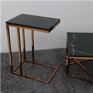 Black and White Nero Maquina Coffee Table Marble Top End Table Top