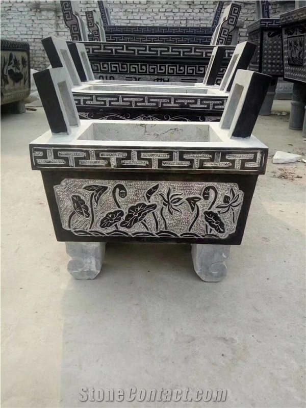 Black Granite Big Censer Incense Burner Incensory Funeral Accessories