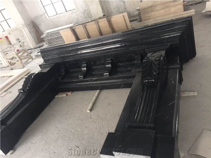Black Marble Nero Maquina Solid Fireplace Decorating