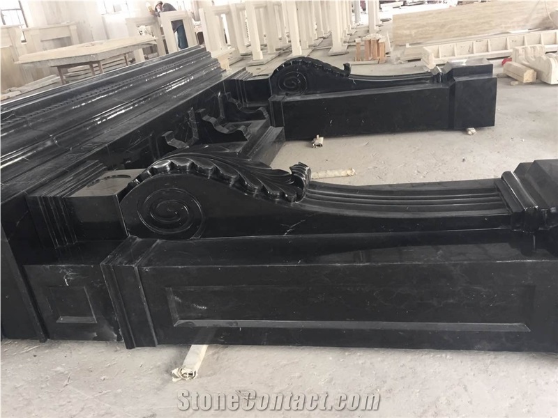 Black Marble Nero Maquina Solid Fireplace Decorating