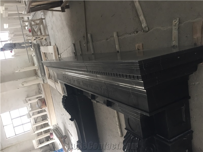 Black Marble Nero Maquina Solid Fireplace Decorating