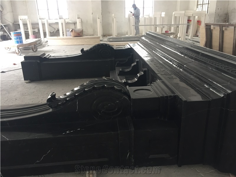 Black Marble Nero Maquina Solid Fireplace Decorating