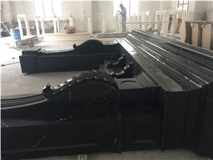 Black Marble Nero Maquina Solid Fireplace Decorating